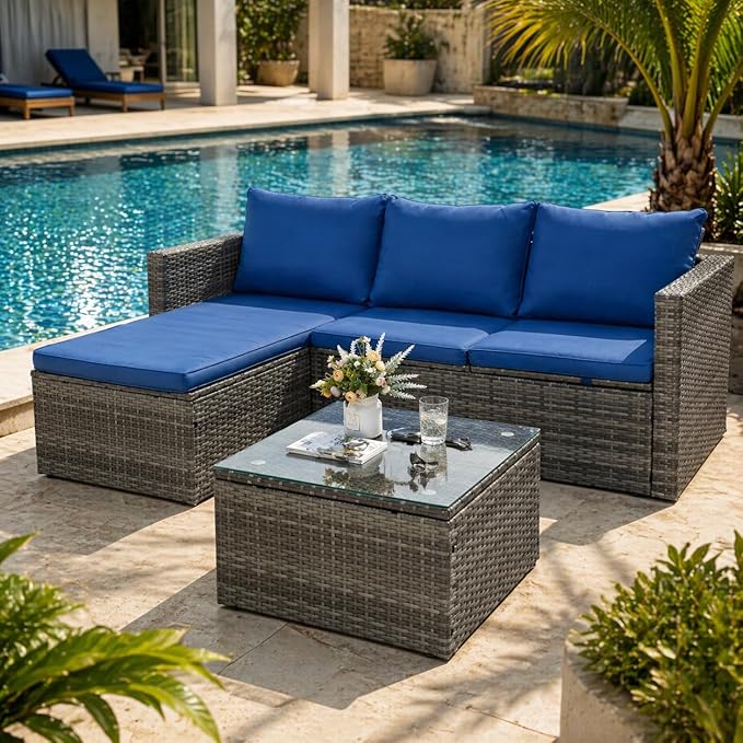 SUNLEI Small Outdoor Sofa Patio Furniture Set by SUNLEI