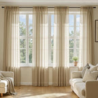 MIULEE Beige Sheer Curtains 108 Inches Long 4 Panels 54 x 108 Inches | Light by MIULEE