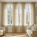 MIULEE Beige Sheer Curtains 84 Inches Long 4 Panels 54 x 84 Inches | Light by MIULEE