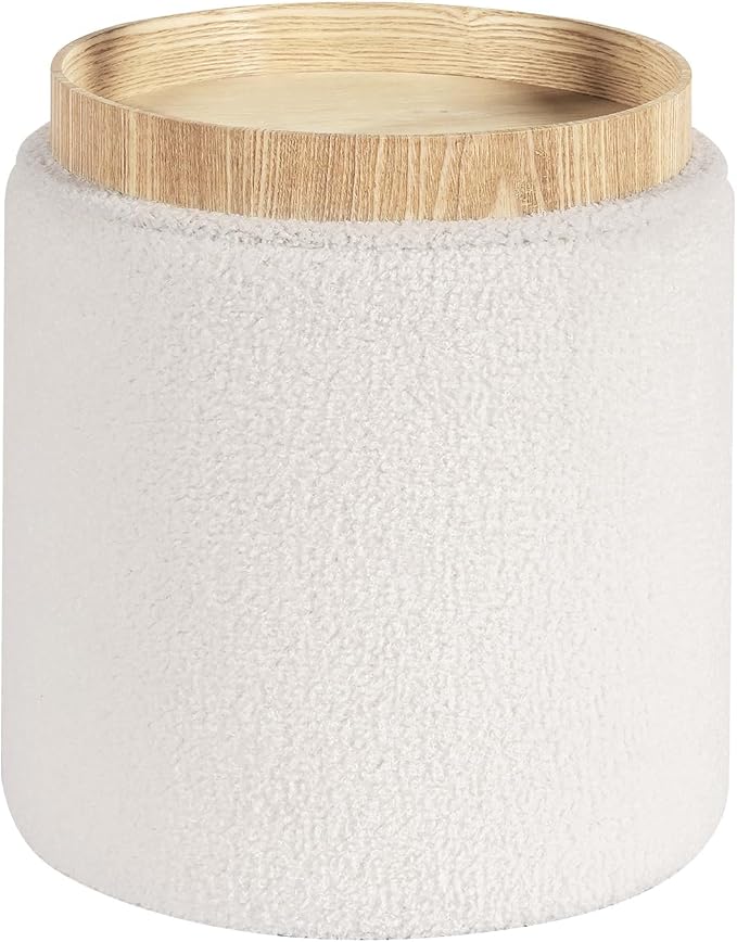 PINPLUS Round Storage Ottoman Boucle Ottoman - Image 4