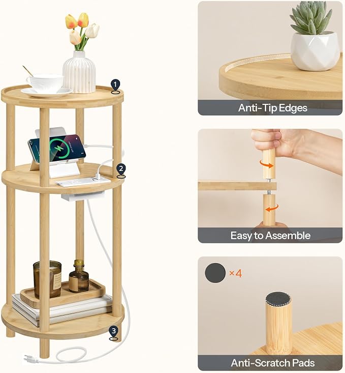 HOOBRO Set of 2 Small Round Side Tables - Image 7