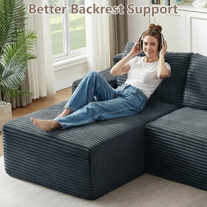 96" Cloud Sectional Couch with L-Shape Chaise, Modular Comfy Sofa Chaise Longue - Image 4