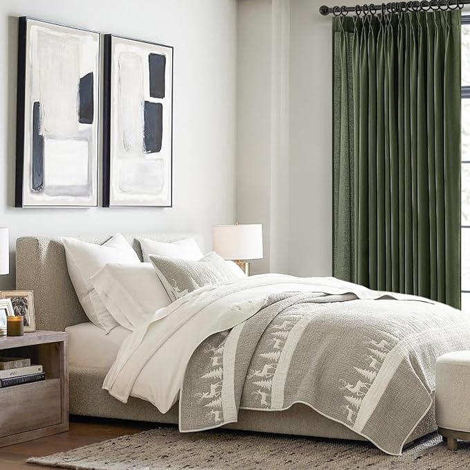 Topfinel Olive Green Pinch Pleated Curtains 108 Inch Length 2 Panels - Image 8