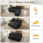 KCGKCG 82" L Shaped Sleeper Sofa Bed, Pull Out Sectional Couch - Image 6