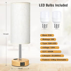 Fenmzee Small Touch Table Lamps Set of 2-3-Way Dimmable, USB A + C Charging - Image 4