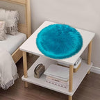 1.3ft Small Round Blue Rug, Thick Furry Fluffy Carpet - Image 6