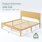 BOSRII 14in High Solid Bamboo Wood Platform King Size Bed Frame - Image 2