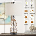Ruzectt 25.5" Coastal Glass Table Lamps Set of 2, 3-Way Dimmable Touch Control - Image 4