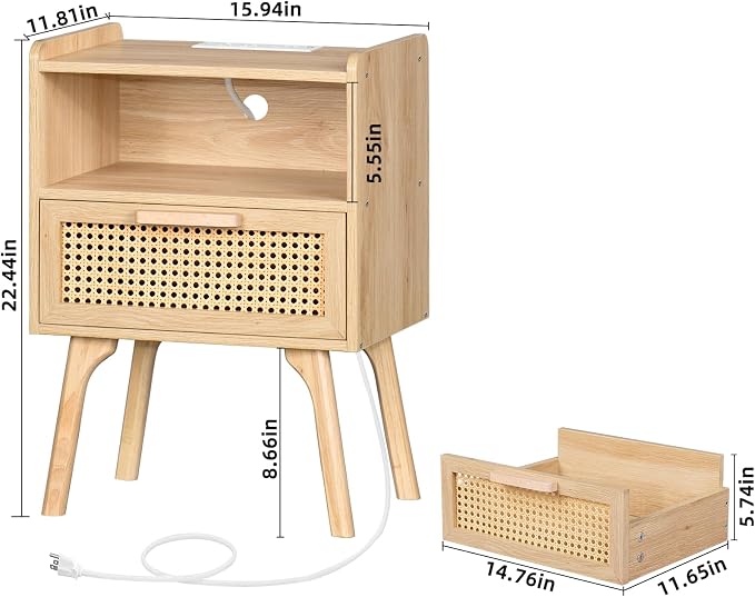 Lerliuo Rattan Nightstands Set of 2 - Image 3