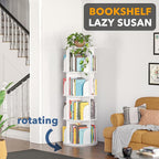 SpaceAid 4 Tier Rotating Bookshelf Tower, Spinning Bookcase Lazy Susan - Image 4