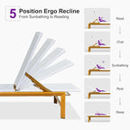 PURPLE LEAF Patio Chaise Lounge French Outdoor Lounger 1 Piece Wood-Grain - Image 6