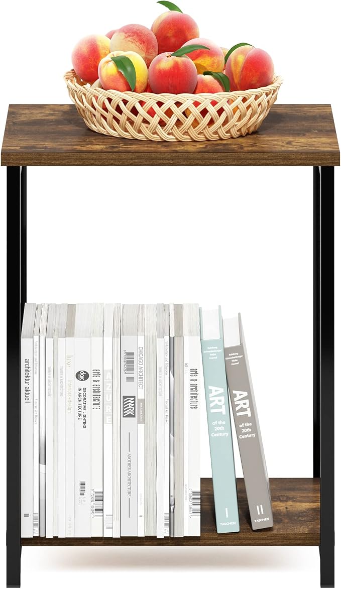 Furinno Simplistic Metal Frame End Table, Amber Pine - Image 4