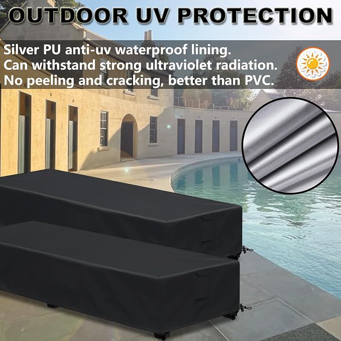 Waterproof Patio Lounge Chair Cover 1 Pack Outdoor Chaise Lounge Covers 600D - Image 5