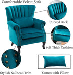 Mid Century Accent Chair Modern Tufted Wingback Armchairs Club Chair Velvet - Image 7
