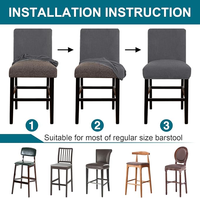Turquoize Stretch Bar Stool Cover Counter Stool Pub Chair Slipcover - Image 7
