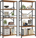 Furologee 5 Tier Book Shelf Set of 2, Tall Wide Bookshelf, Industrial Open by Furologee