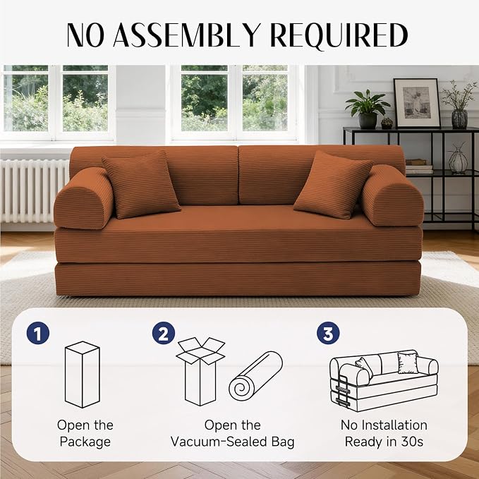 79'' Convertible Sofa Bed, 6 in 1 Folding Floor Futon Couch Sleeper - Image 6