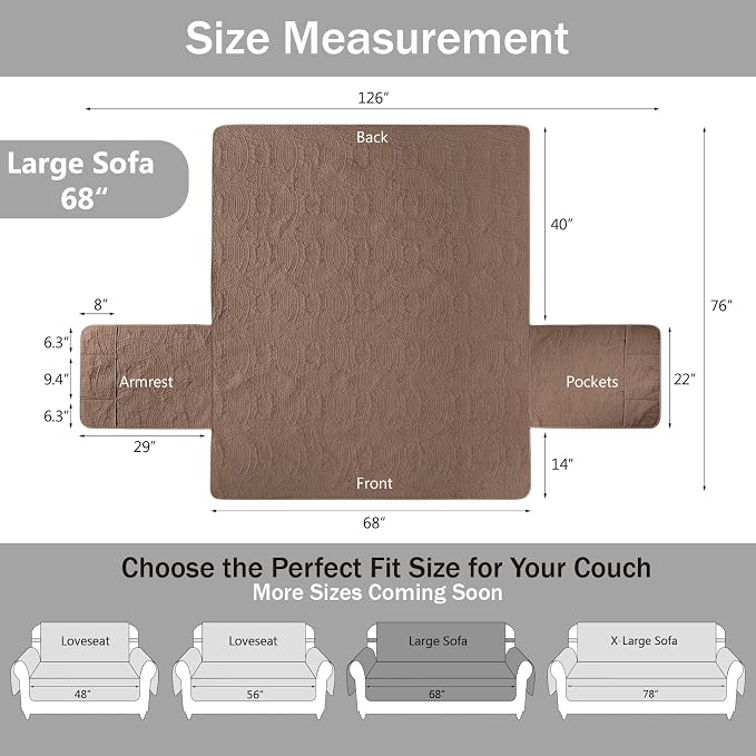 Quilted Raw Umber Sofa Slipcovers - Image 6