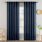 MIULEE Navy Blue Linen Curtains 52x84 Inch 2 Panels by MIULEE