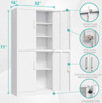Metal Storage Cabinet with 3 Adjustable Shelves, Tall Steel Pantry Cabinets 4 - Image 3
