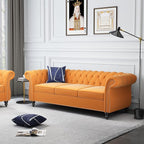 Chesterfield 3 Seater Sofa, Modern Velvet Tufted Couch 3 Seater - Image 4