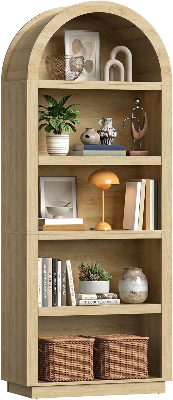 Bestier 76" Tall Arched Bookcase, 5 Tier Arched Bookshelf by Bestier