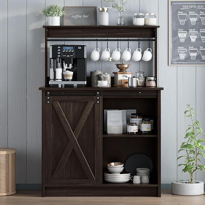 4ever2buy Farmhouse Coffee Bar Cabinet by 4ever2buy