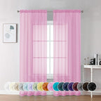 Chyhomenyc Pink Sheer Curtains 72 Inch Length 2 Panels, Light Filtering Soft by Chyhomenyc