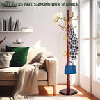 73" Wooden Coat Rack Stand, Coat Racks Freestanding - Image 2