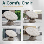 Bme 40" Ergonomic Wicker Papasan Chair - Image 5