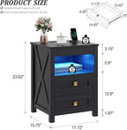 HWB LED Nightstand with Gun Drawer: Bedside Table with Charging Station - Image 2