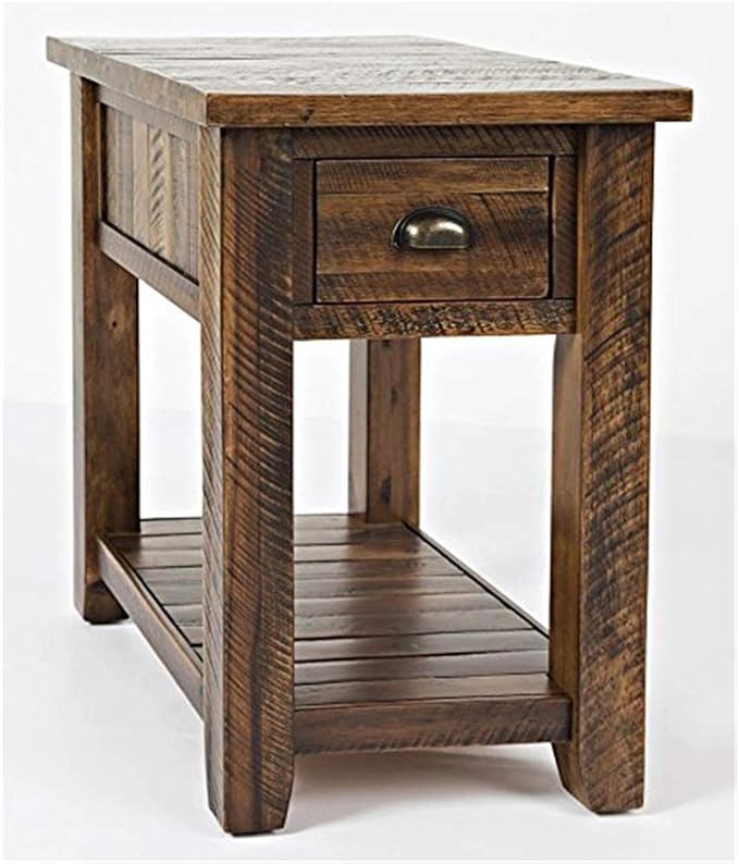 Jofran Artisan's Craft Farmhouse Solid Acacia Chairside End Table, Dakota Oak by Jofran+Inc.
