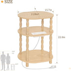 MaxSmeo End Table with Charging Station, Small Oval Side Table - Image 3