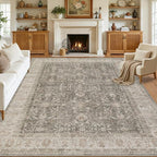10x12 Area Rugs Living Room: Bedroom Washable Carpet Warm Taupe | Vintage Boho - Image 8