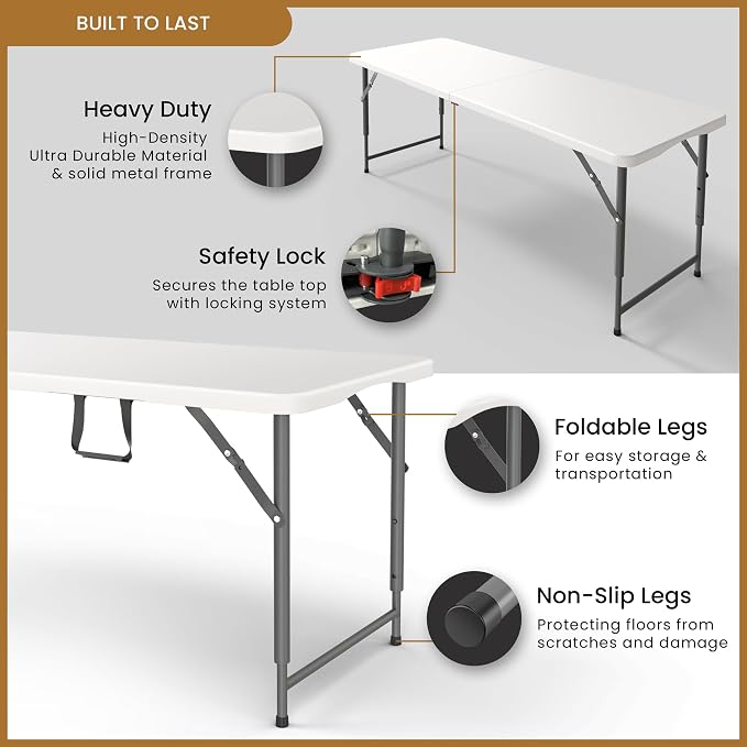 5.5 Feet ADJUSTABLE Foldable Table - Image 4