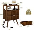 JOONEE Nightstand with Charging Station and LED Lights, Modern Bedside Table - Image 2