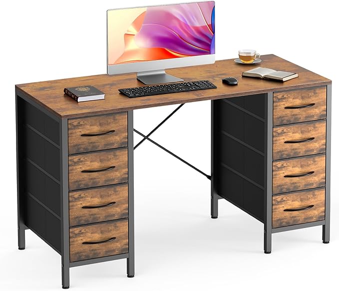Sweetcrispy Computer Desk with 8 Fabric Drawers by Sweetcrispy