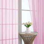 Light Pink Sheer Curtains 63 Inches Long 2 Panels Set, Light Filtering Sheer - Image 3