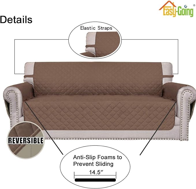Easy-Going Reversible Couch Cover, 4 Seater Sofa, Washable Slipcover - Image 3