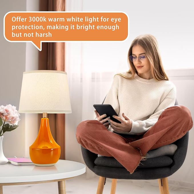 GyroVu 18" Table Lamp Set of 2, Ceramic Lamp Classic Beside Lamps Nightstand - Image 4