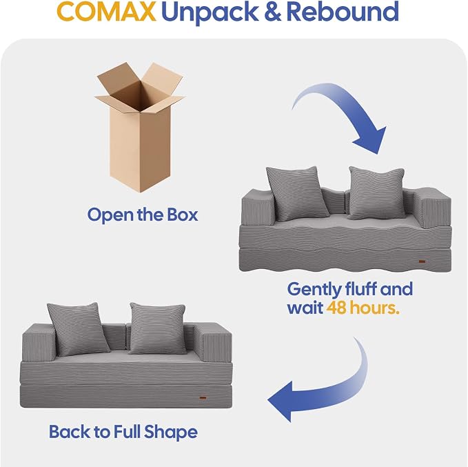 COMAX Futon Sofa Bed, 4‑in‑1 Convertible Sofa Bed, Folding Boneless Couches - Image 6