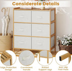 Giantex 6-Drawer Dresser for Bedroom, Bamboo Storage Tower - Image 6