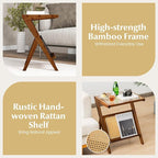 Giantex Rattan Side Table, Boho Nightstand - Image 6