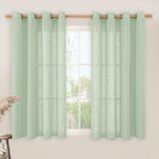Semi Sheer Linen Curtains 45 Inches Long, Light Filtering Panels Bronze Grommet by LAMIT