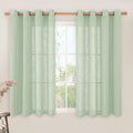 Fresh Green Linen Curtains 54 Inch Length 2 Panels, Light Filtering Semi Sheer by LAMIT