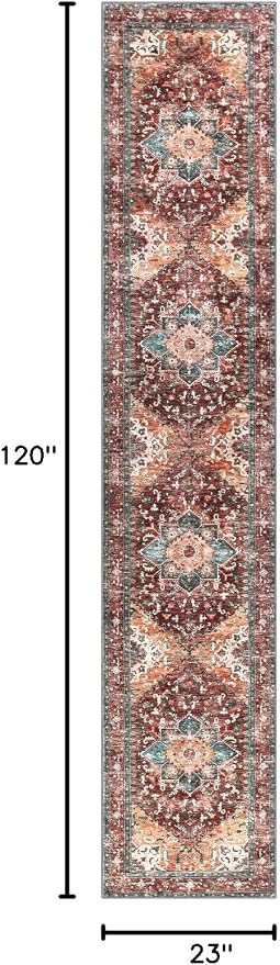 Yamaziot Washable Runner Rug, 2x10 Non-Slip Boho Hallway Kitchen Rug | Stain - Image 2