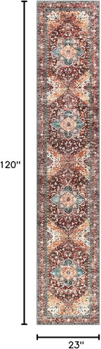 Yamaziot Washable Runner Rug, 2x10 Non-Slip Boho Hallway Kitchen Rug | Stain - Image 2