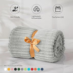 BEDELITE Ribbed Jacquard Light Grey Fleece Twin Blanket - Image 5