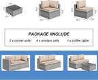 Shintenchi 7 Pieces Outdoor Patio Furniture Sets, Patio Sectional Sofa Couch - Image 7