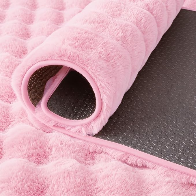Pink Rabbit Plush Rug 4'x6', Fluffy Shaggy Area Rug - Image 7